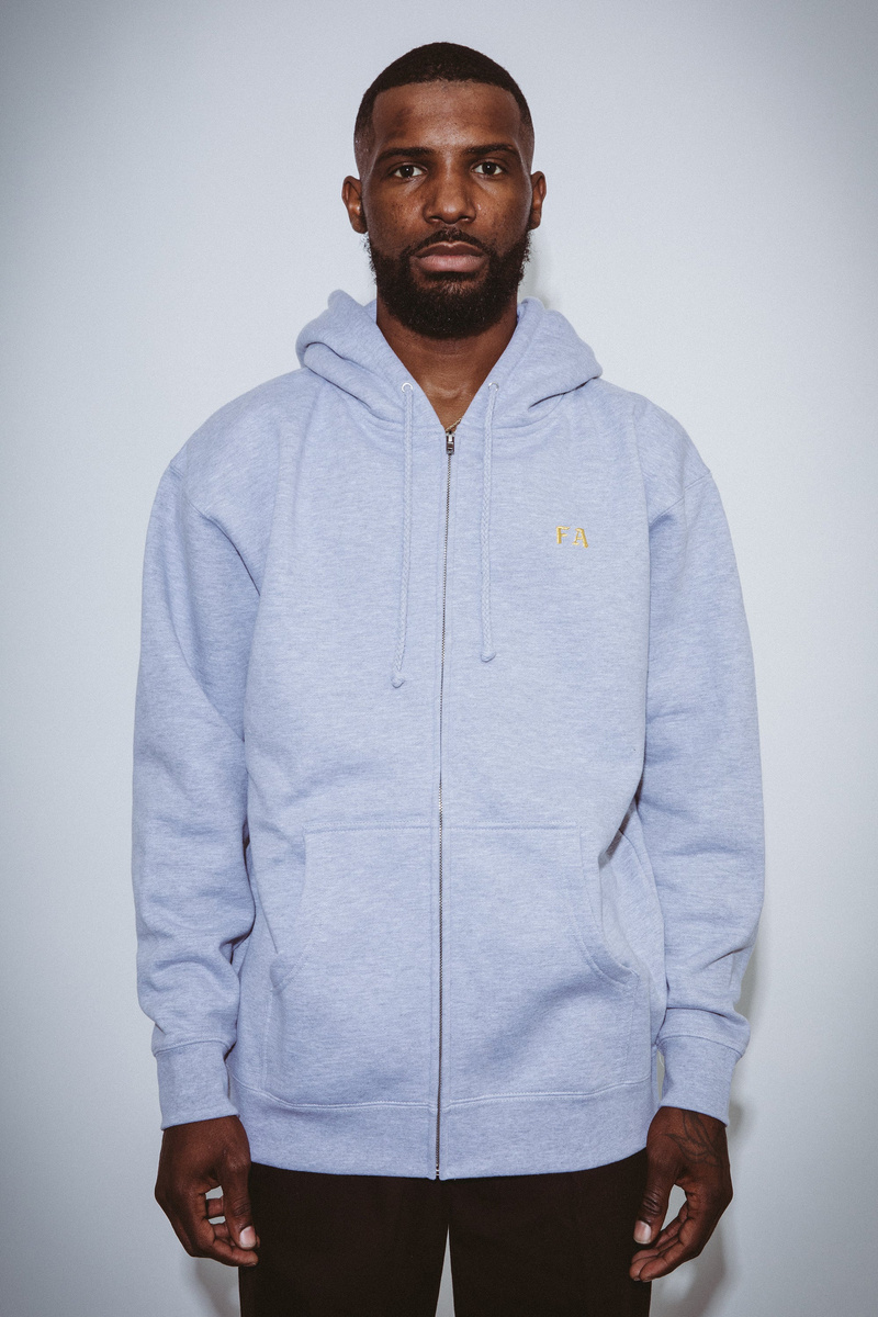 Fucking Awesome Lesser God Embroidered Zip Up Hoodie (Grey
