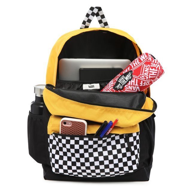 vans sporty realm black checkerboard backpack