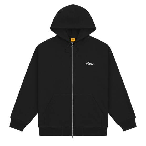  Dime Cursive Small logo Zip hoodie vintage black