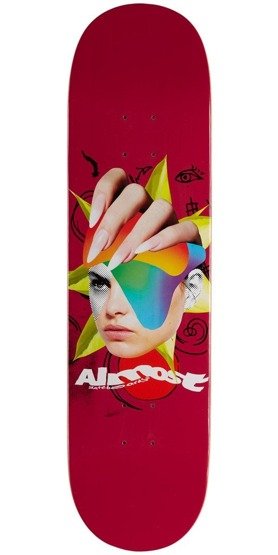 Almost Face Collage R7 Skateboard Deck Red 8.25"