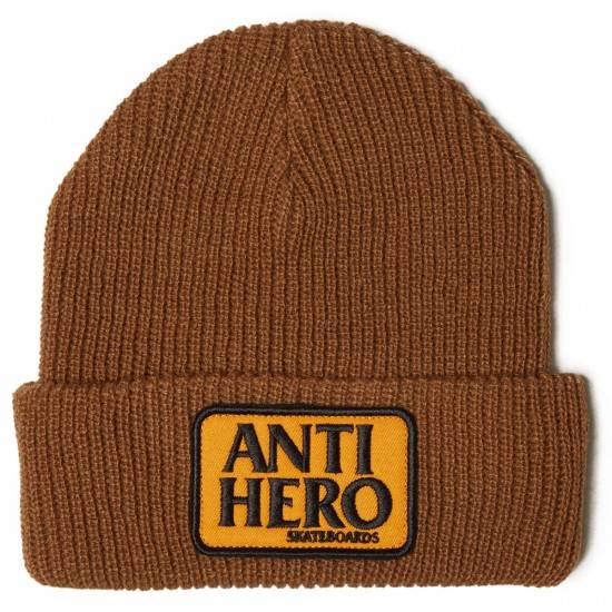 Anti-Hero Reserve Patch Beanie - Brown/Orange