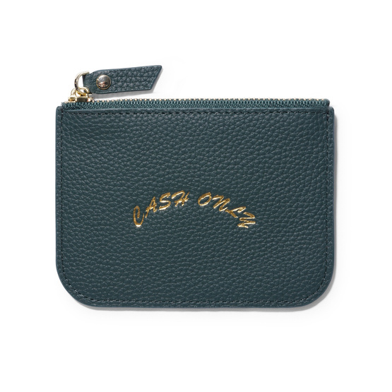 Cash Only Leather Zip Wallet (Emerald)