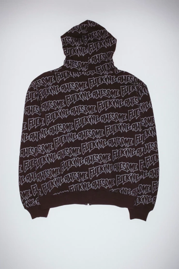 Fucking Awesome AOP Stamp Zipped Hoodie (Black/Reflective)