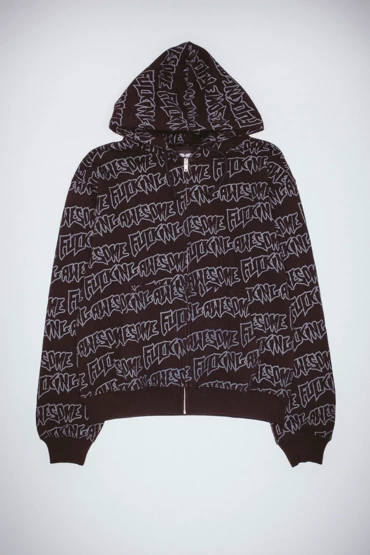 Fucking Awesome AOP Stamp Zipped Hoodie (Black/Reflective)