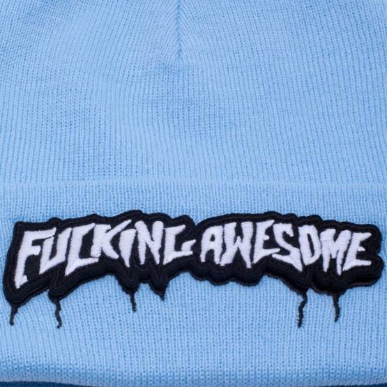 Fucking Awesome velcro stamp cuff beanie light blue