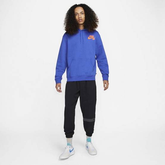 Nike Sb Icon Pullover Skate Hoodie Game Royal/total Orange