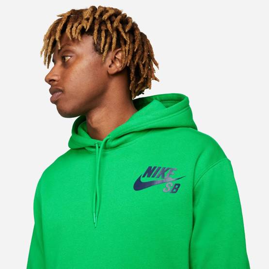 Nike Sb Icon Pullover Skate Hoodie Lucky Green/midnight Navy