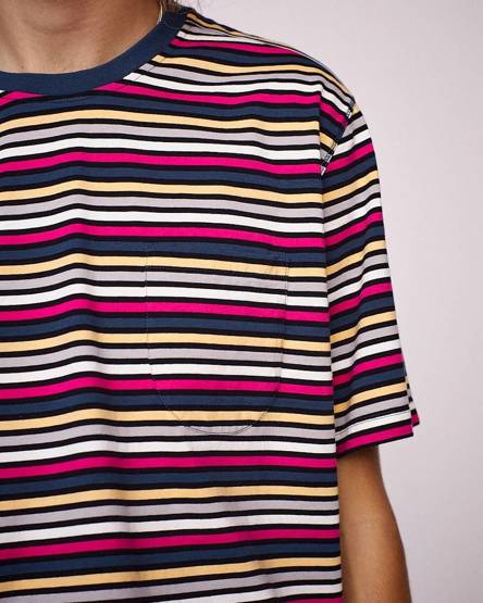 POP TRADING COMPANY  striped pocket t-shirt
