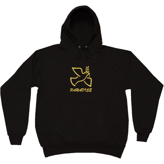 Paradise - Dove of Paradise Embroidered Pullover Hoodie (Black)