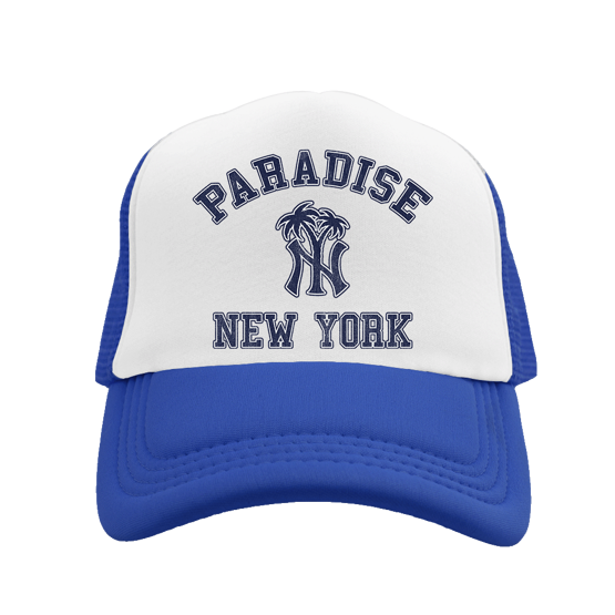 Paradise NYC - NY Palm Logo Trucker Hat (Blue)