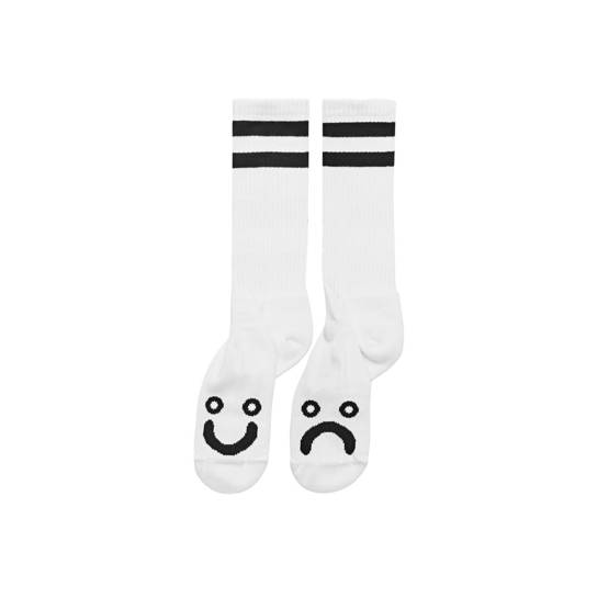 Polar Happy Sad Socks LONG - WHITE