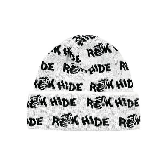 Raw Hide Beanie Small Logo (White)