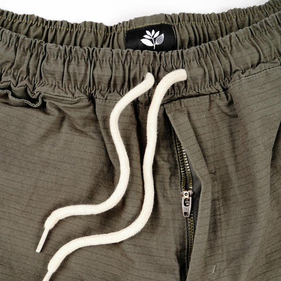 magenta Ripstop Loose Long Shorts - Khaki