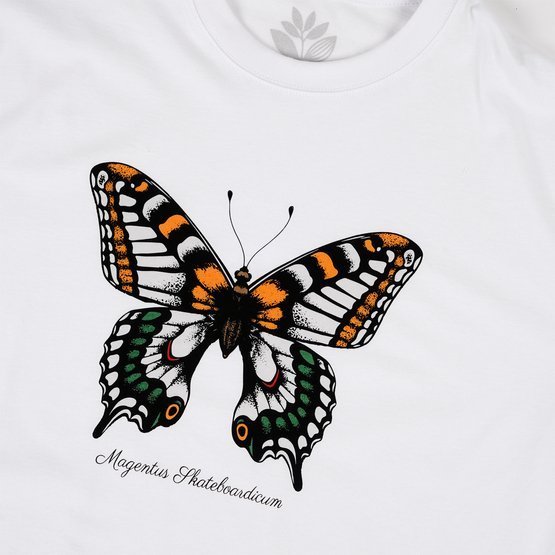 magenta butterfly tee white