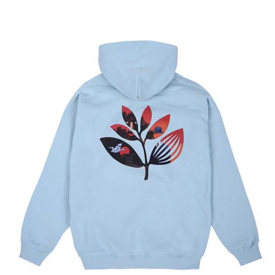 magenta surreal plant hoodie light blue