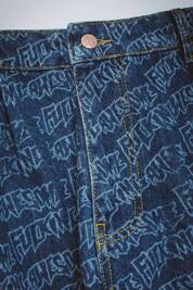 Fucking Awesome - Baggy Pleated Denim Laser Stamp Shorts (Blue)
