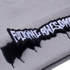 Fucking Awesome velcro stamp cuff beanie grey