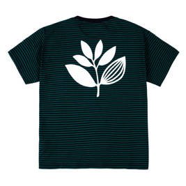 magenta striped plant tee - navy/green