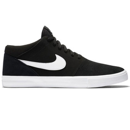 nike sb portmore ii mid summit white & black skate shoes