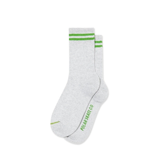 Polar Rib Socks 2 Stripes (Heather Grey/Green)