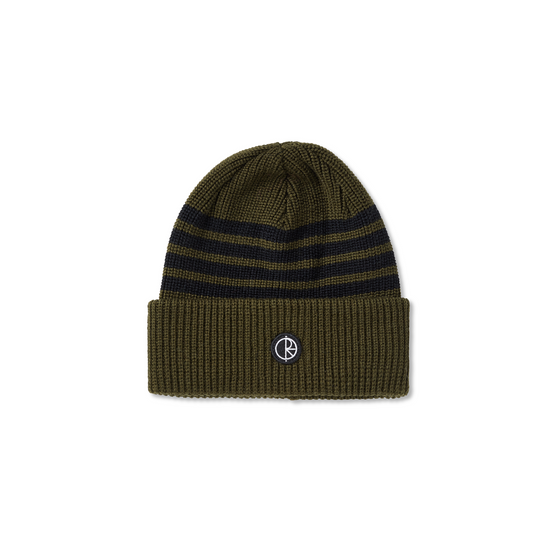 polar Stripe Merino Beanie Army Green