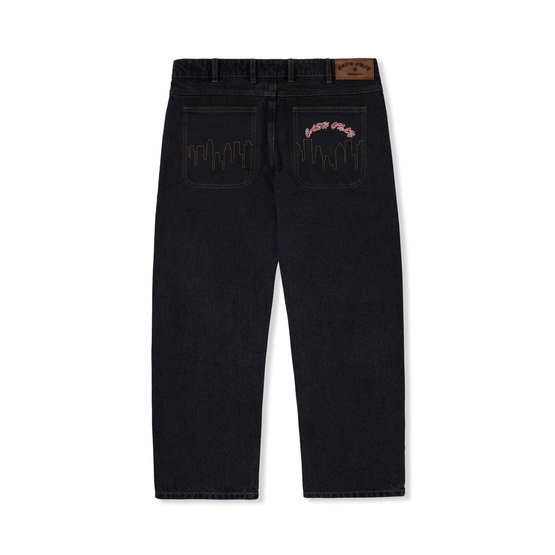 spodnie Cash Only Logo Baggy Denim Jeans (Washed Black)