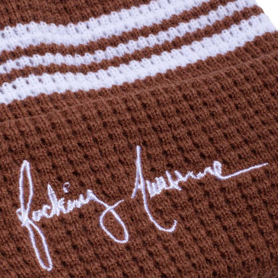 Fucking Awesome - Cursive Waffle Cuff Beanie (Brown)