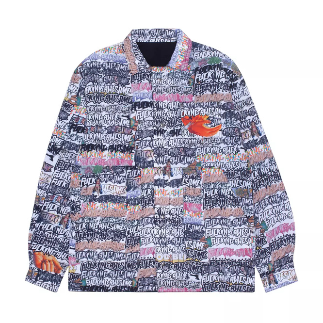 kurtka Fucking Awesome  Reversible Chore Jacket - Sticker Stamp All-Over Print