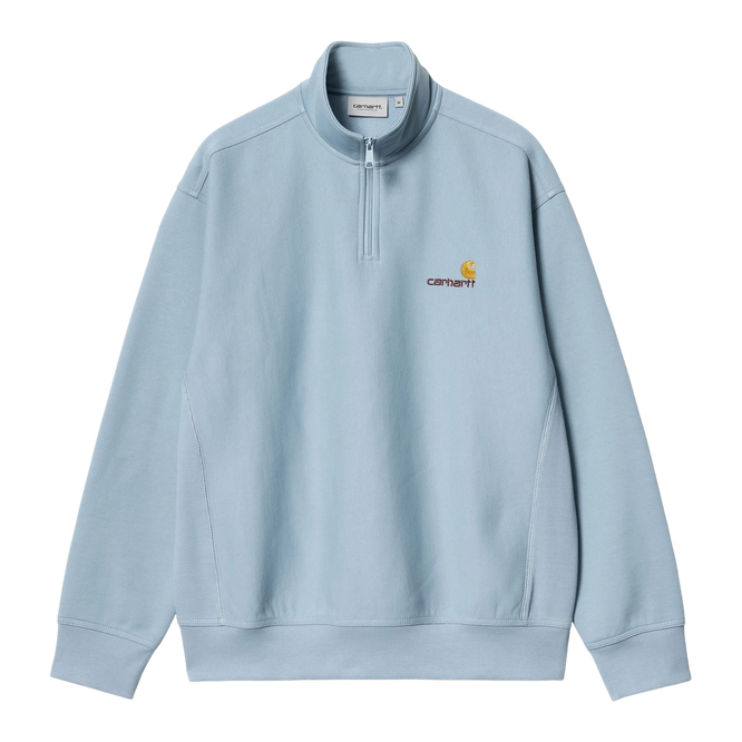 crewneck Carhartt WIP Half Zip American Script Sweatshirt (Frosted Blue)