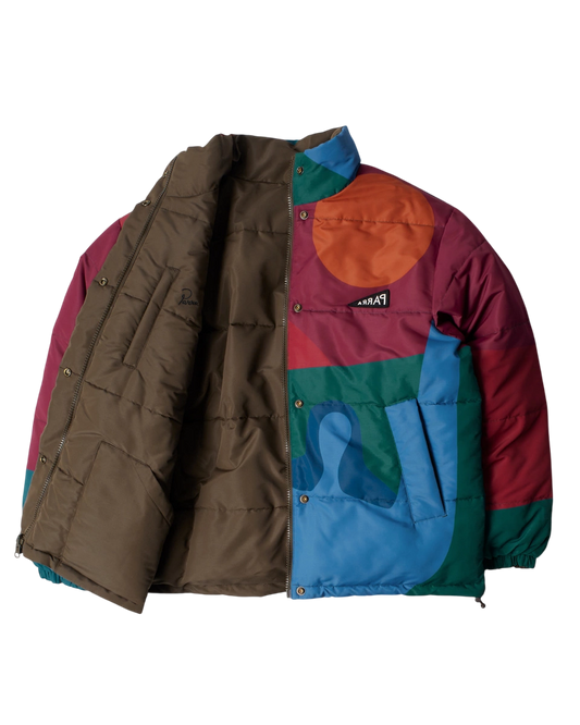 kurtka by Parra Protect The Sun Reversible Puffer Jacket (Brown)