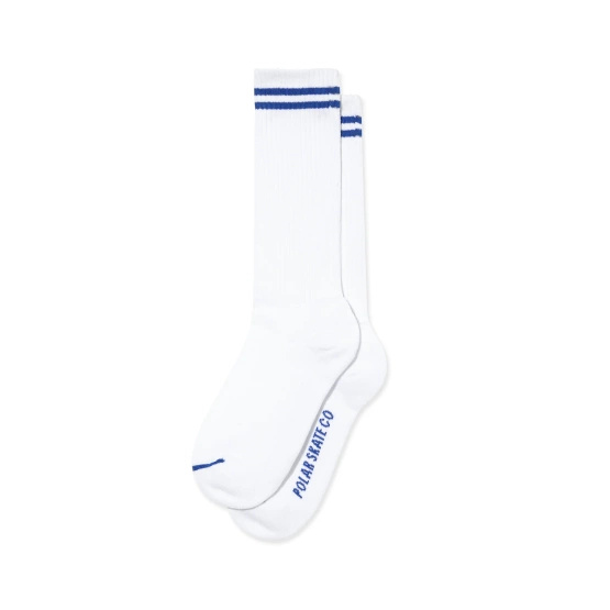 Polar Rib Socks Long 2 Stripes (White/Blue)