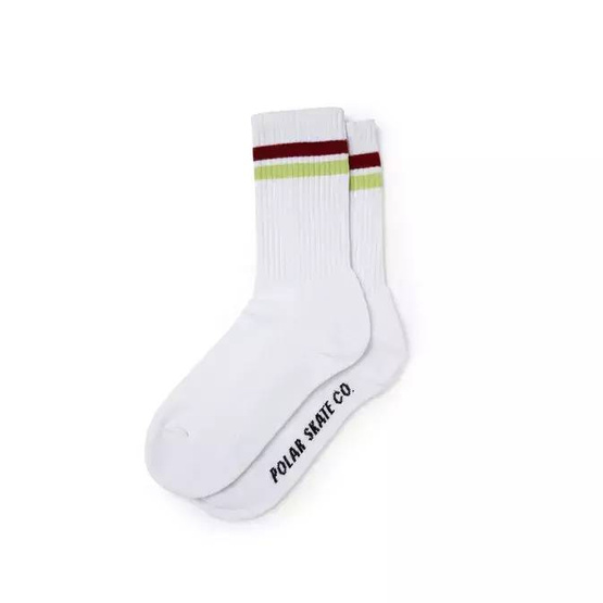 Polar Stripe Socks White / Rich Red / Chartreuse