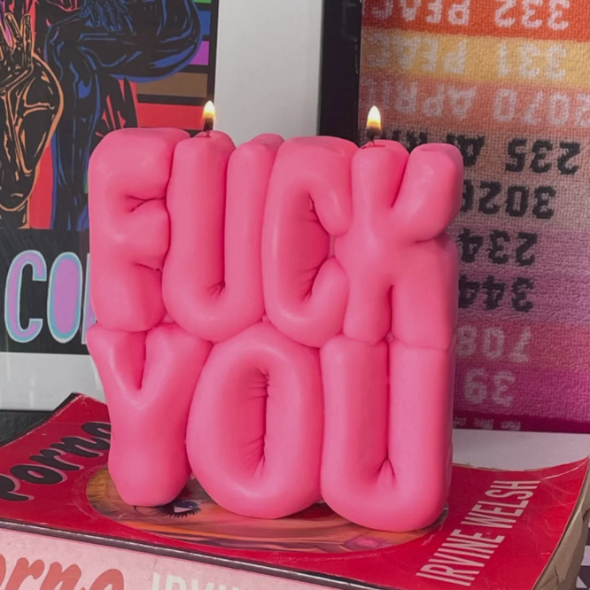 Wavey Casa Fuck You candle pink
