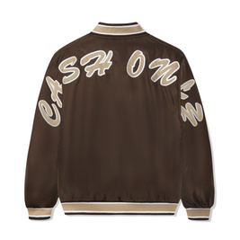 kurtka Cash Only Spell Out Bomber Jacket (Brown)