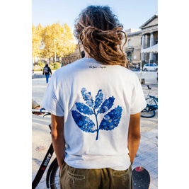 Magenta Blue Flowers Collab Tee - White