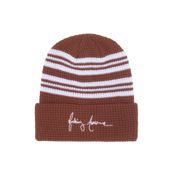 Fucking Awesome - Cursive Waffle Cuff Beanie (Brown)