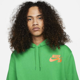 Bluza Nike Sb Icon Pullover Skate Hoodie Lucky Green/total Orange