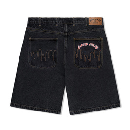 Cash Only Logo Denim Shorts (Washed Black)