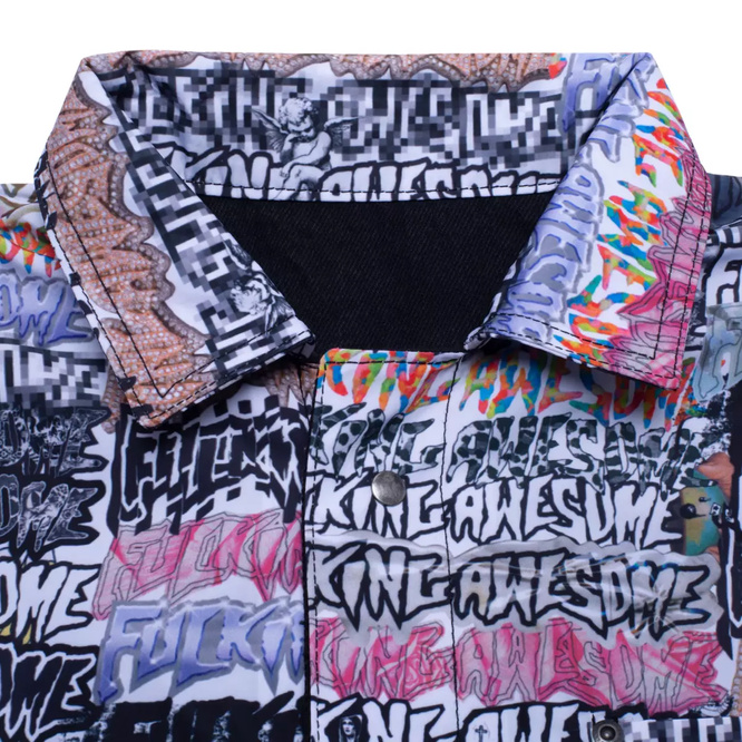 kurtka Fucking Awesome  Reversible Chore Jacket - Sticker Stamp All-Over Print