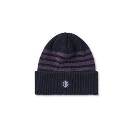 Polar Stripe Merino Beanie (Navy/Purple)