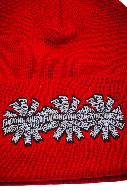 Fucking Awesome 3 spiral cuff beanie red
