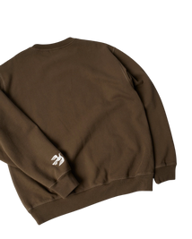 Bluza by Parra Weird trad logo crewneck brown
