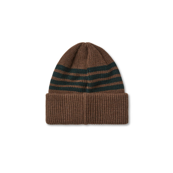 Polar Stripe Merino Beanie (Brass/Dark Green)