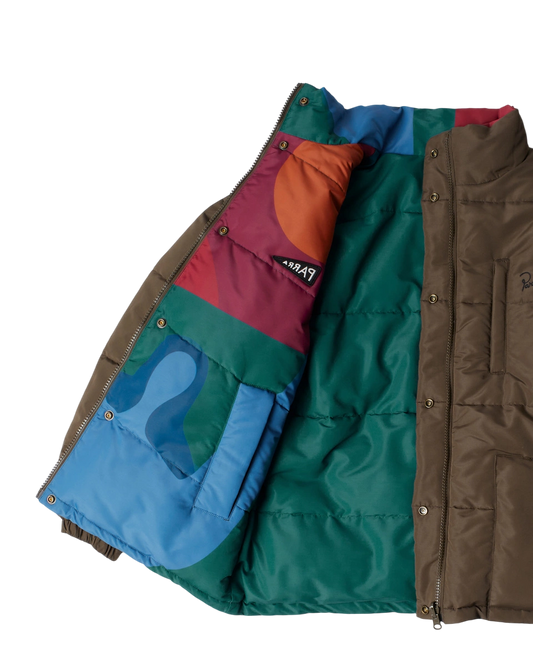 kurtka by Parra Protect The Sun Reversible Puffer Jacket (Brown)