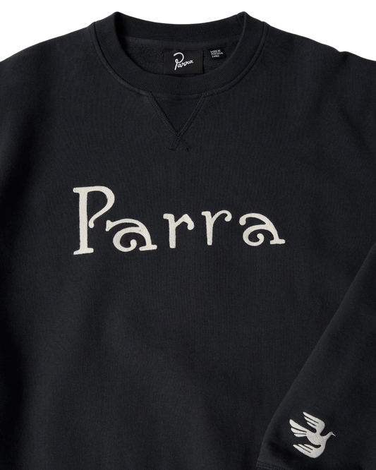 Bluza by Parra Weird trad logo crewneck dark navy