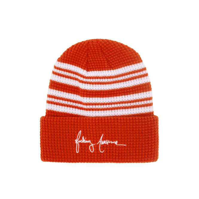 Fucking Awesome - Cursive Waffle Cuff Beanie (Orange)