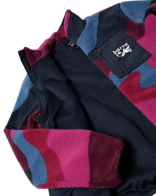 Bluza by Parra Full ftp booster polar fleece jacket red