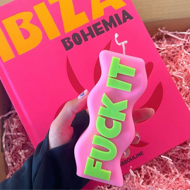 świeczka Wavey Casa Fuck it pink/green