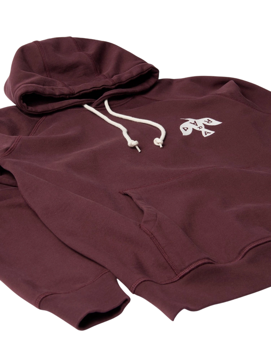 Bluza by Parra Crow logo hooded sweatshirt dark burgundy
