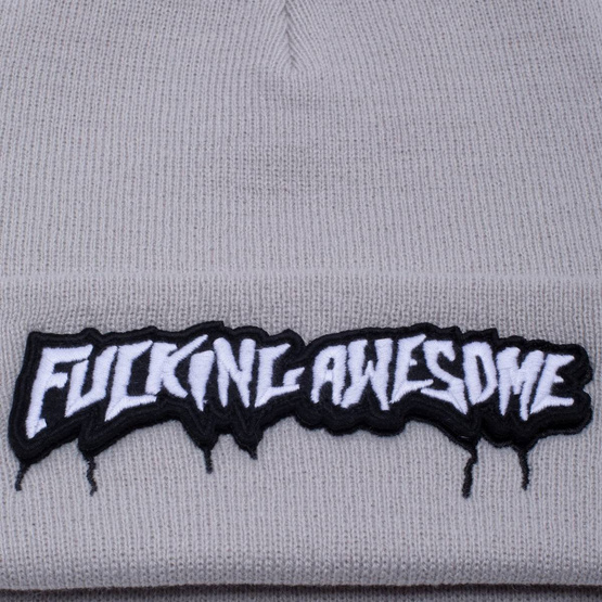 Fucking Awesome velcro stamp cuff beanie grey